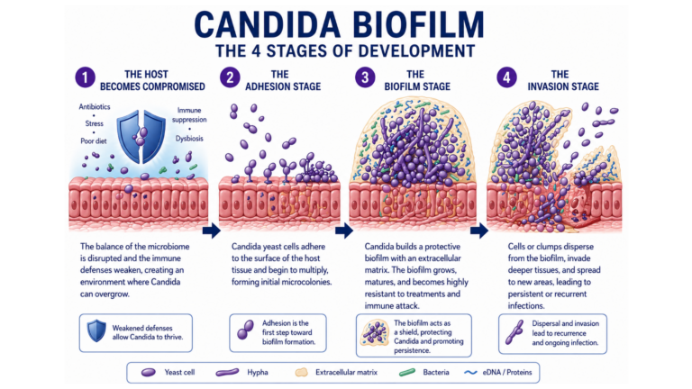 4 Stages of Candida Biofilm and Yeast Infection