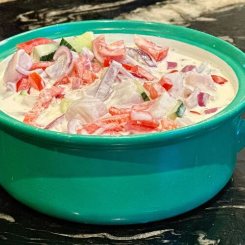 coconut cream raw fish salad - a clever choice of food for gut health and candida